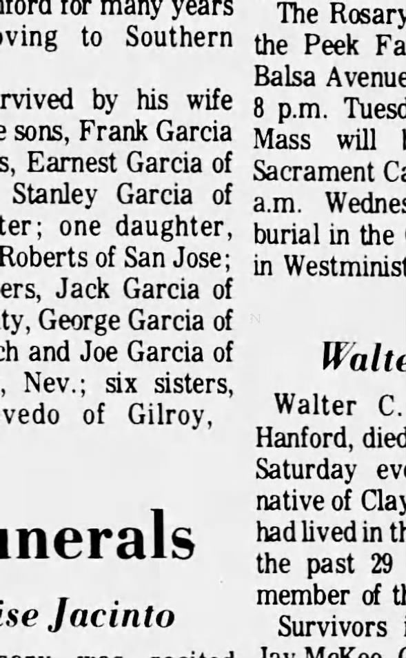 Clipping from The Hanford Sentinel